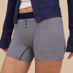 NEW Aerie Superchill Cotton High Waisted Boxer Underwear Size XXL Navy Stripe